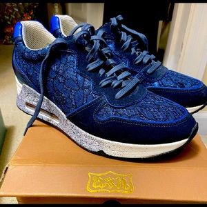 Ash Navy blue with lace print sneakers